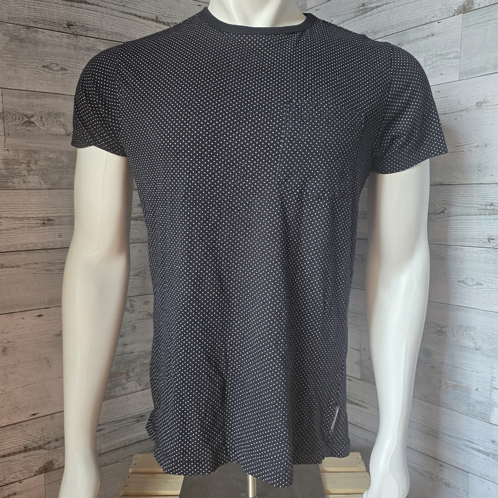 French Connection Short Sleeve Navy Blue Polka Dot Shirt Large